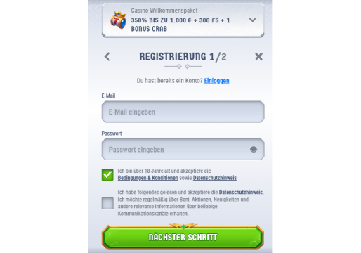 Romibet Registrierung